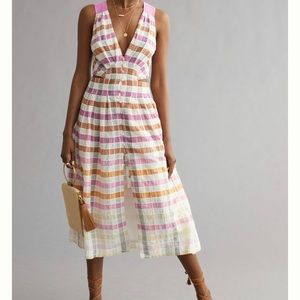 Anthropologie Maeve Ombre Plaid Midi Sundress size 0 NWT